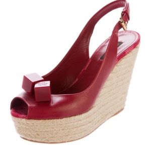 NEW Louis Vuitton Red Peep Toe Wedge